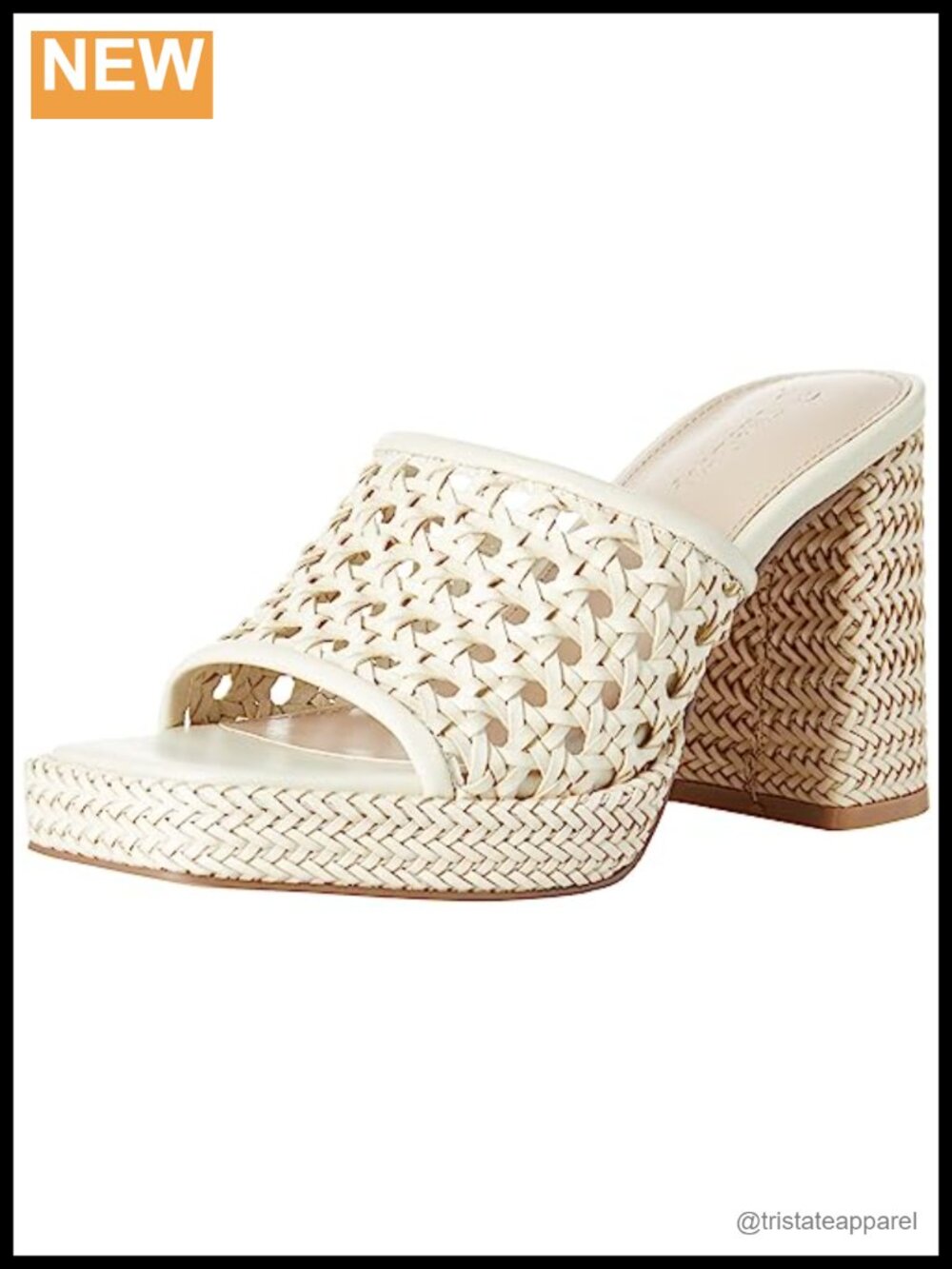 Woven Platform Heeled Sandals 3.6 Inch Padded Footbed Slip On Casual